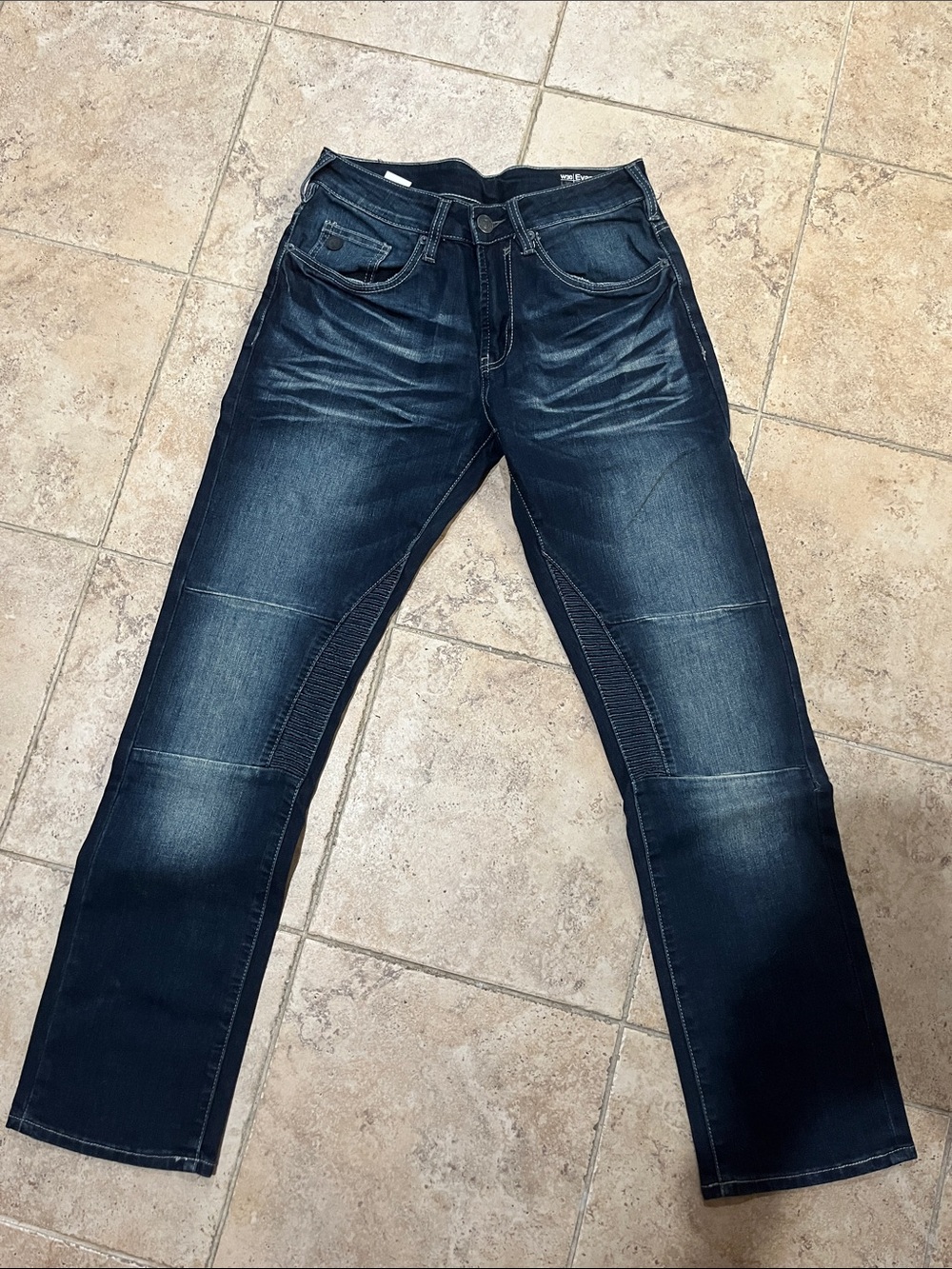 Men's Dark Blue Fade Straight Jeans